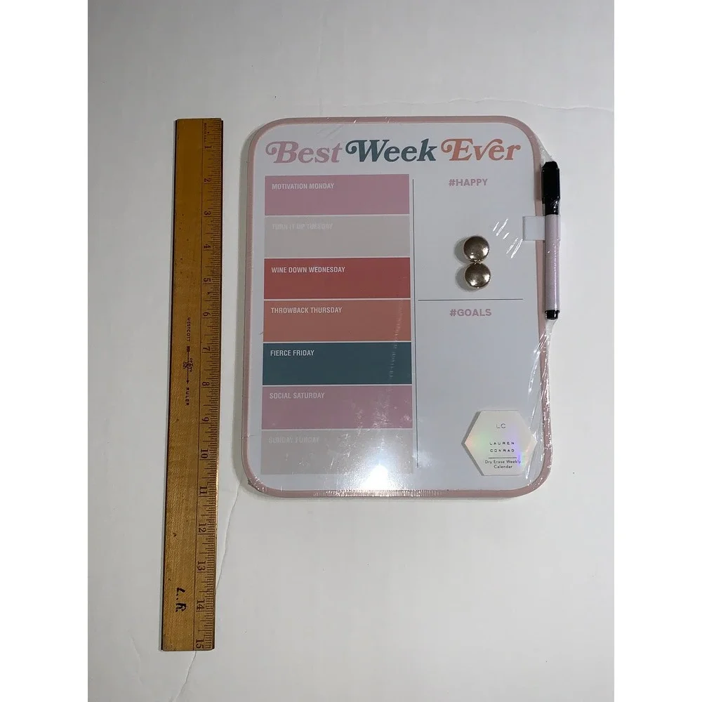 LC Lauren‎ Conrad Dry Erase Weekly Calendar Magnetic Board Best Week Ever Pink